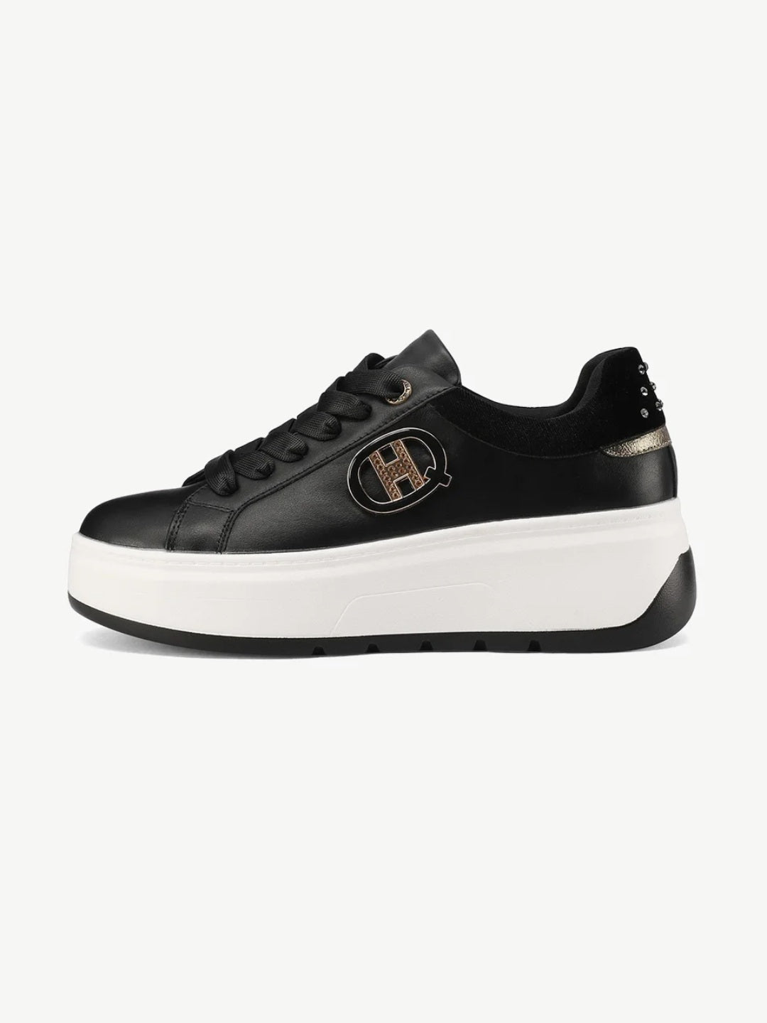 QUEEN HELENA Sneakers con Zeppa e Logo Laterale (X31-4) - Nero