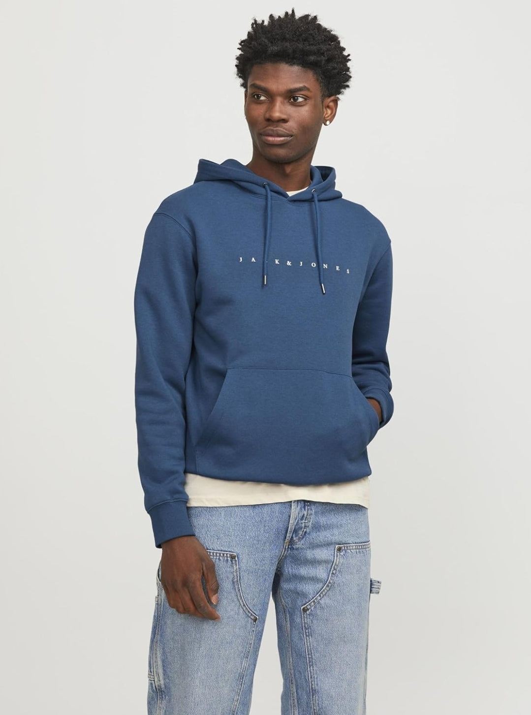 JACK & JONES, JJESTAR JJ SWEAT HOOD NOOS, Felpa Uomo - Beige / Navy / Oceanview