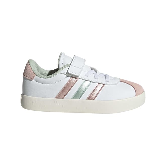 Adidas VL COURT 3.0, Sneaker Unisex Bambini - Bianco e Nero / Bianco e Rosa