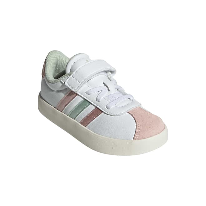 Adidas VL COURT 3.0, Sneaker Unisex Bambini - Bianco e Nero / Bianco e Rosa