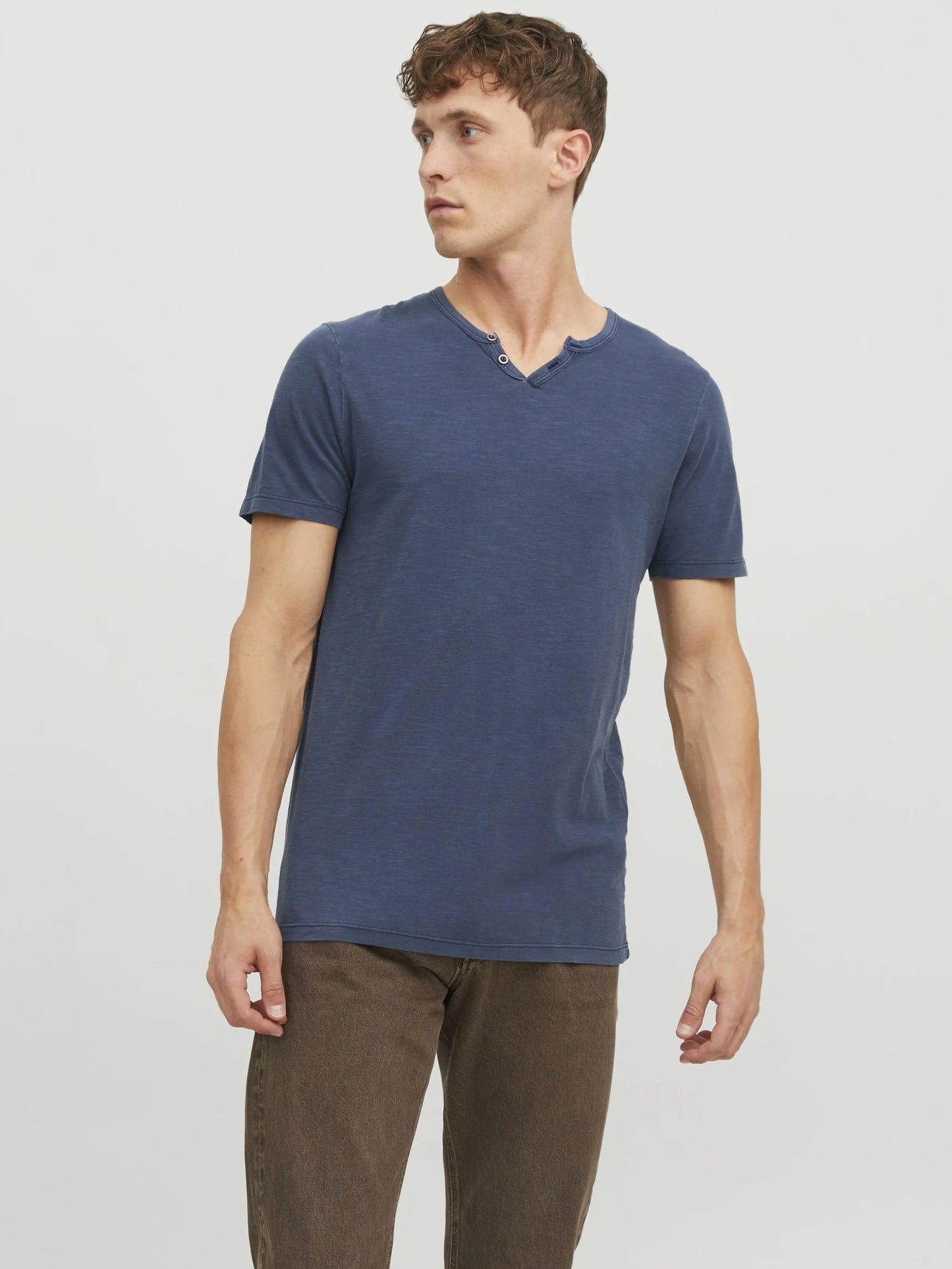 JACK & JONES JJESPLIT NECK TEE SS NOOS, T-shirt Uomo - Blu, Verde, Nero