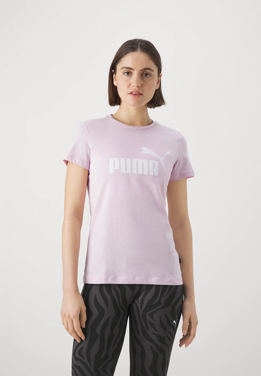 PUMA Ess Logo Tee, Maglietta Donna - Rosa, Turchese