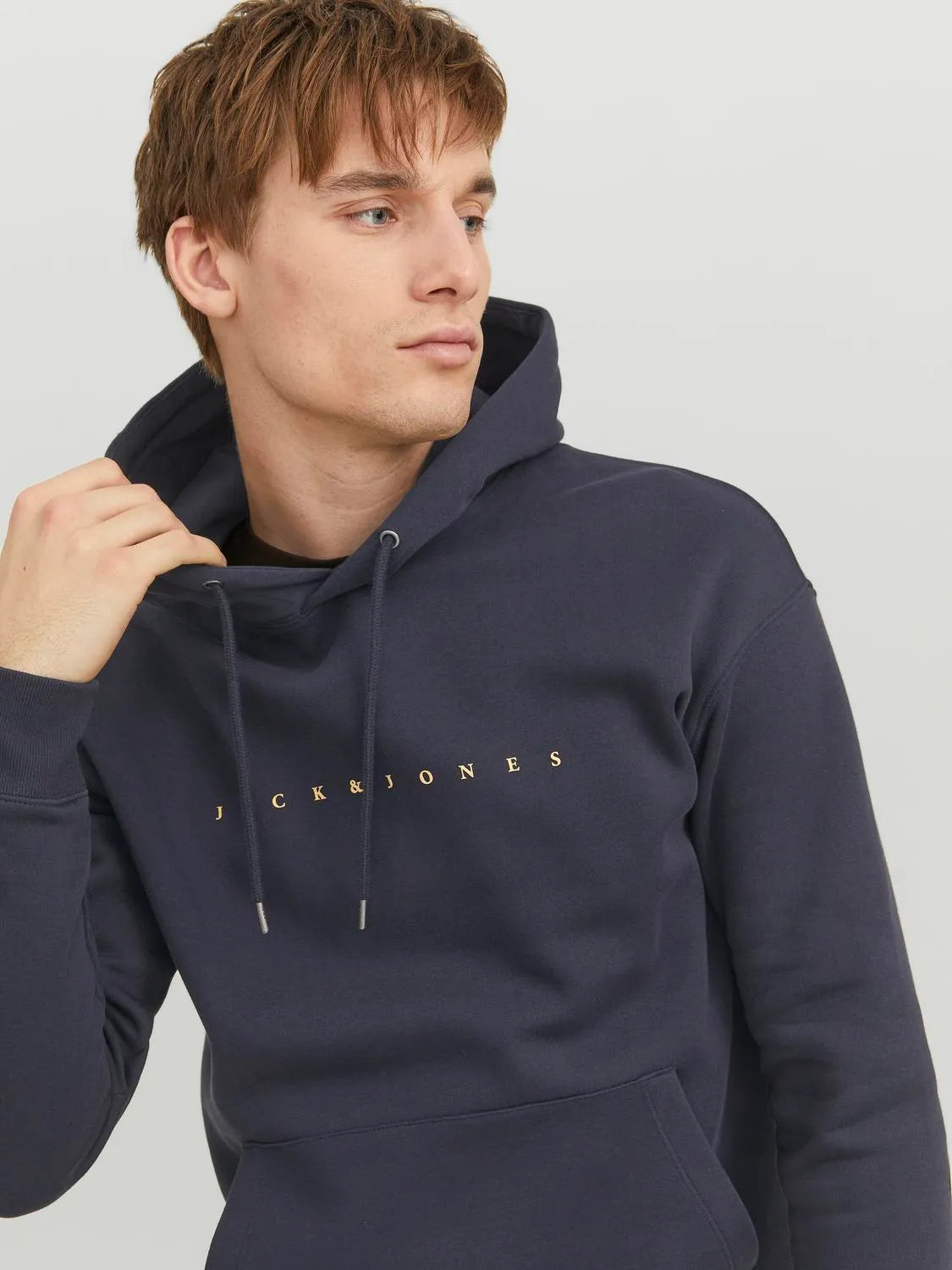 JACK & JONES, JJESTAR JJ SWEAT HOOD NOOS, Felpa Uomo - Beige / Navy