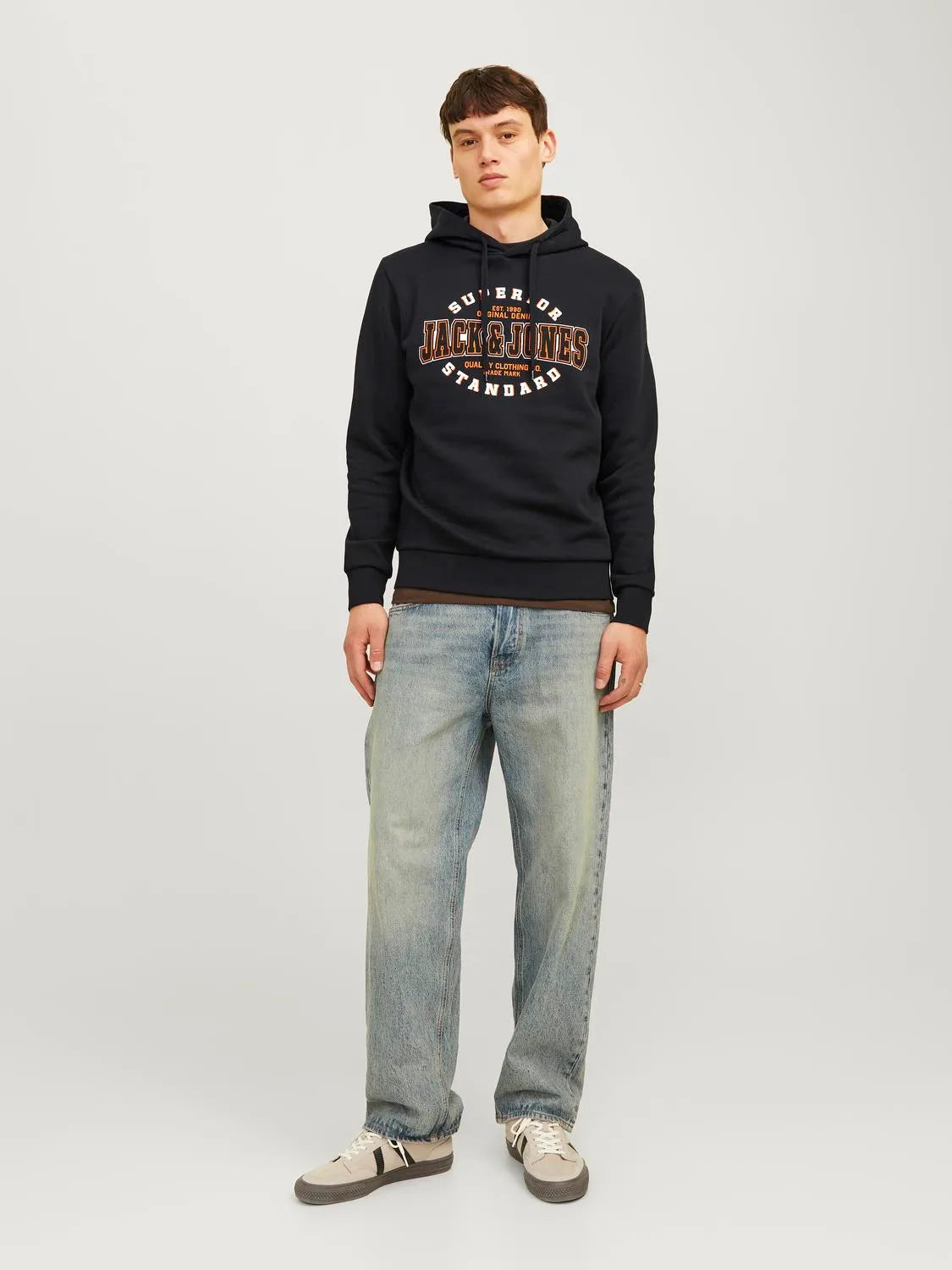 JACK & JONES, JJELOGO SWEAT HOOD 2 COL 24/25 NOOS, Felpa Uomo - Verde, Nero