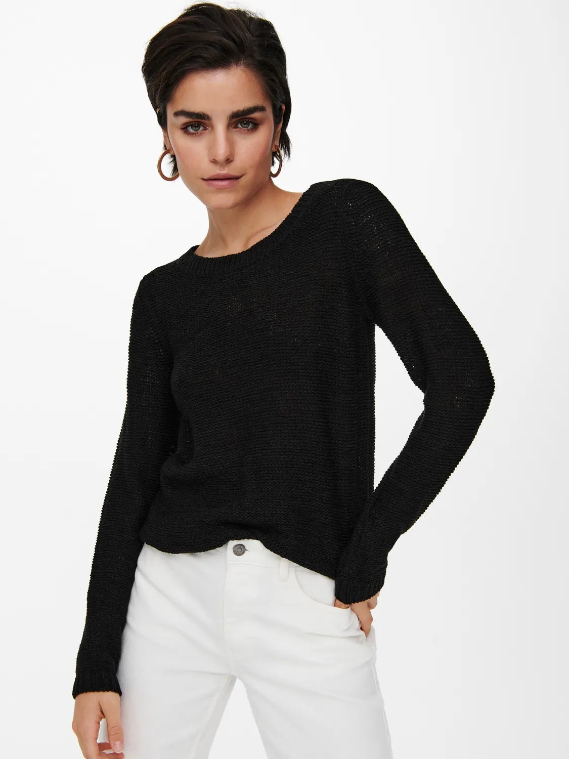 Only, ONLGEENA XO L/S PULLOVER KNT NOOS - Nero, Rosa Marrone