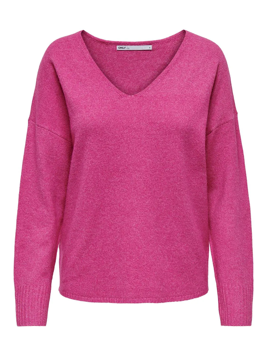 Only, ONLRICA LIFE L/S V-NECK PULLO KNIT NOOS - Magenta