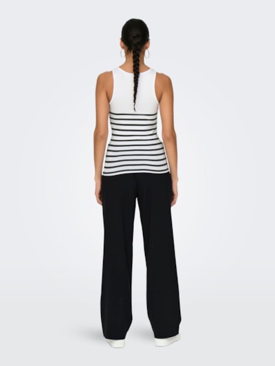 Only, ONLKENYA RIB STRIPE TANK TOP CS JRS - Nero e Bianco