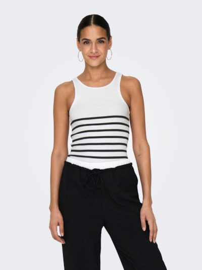 Only, ONLKENYA RIB STRIPE TANK TOP CS JRS - Nero e Bianco