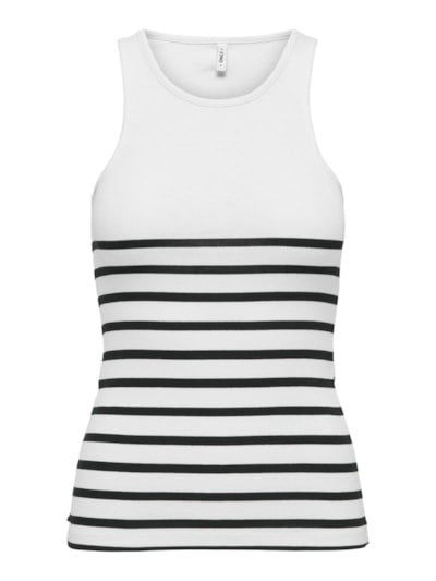 Only, ONLKENYA RIB STRIPE TANK TOP CS JRS - Nero e Bianco