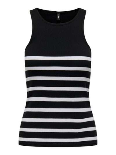 Only, ONLKENYA RIB STRIPE TANK TOP CS JRS - Nero e Bianco