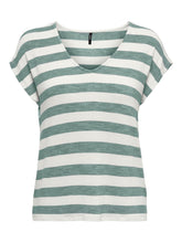 Carica l&#39;immagine nel visualizzatore di Gallery, Only, ONLLIRA LIFE S/S V-NECK TOP JRS NOOS - Verde, Celeste
