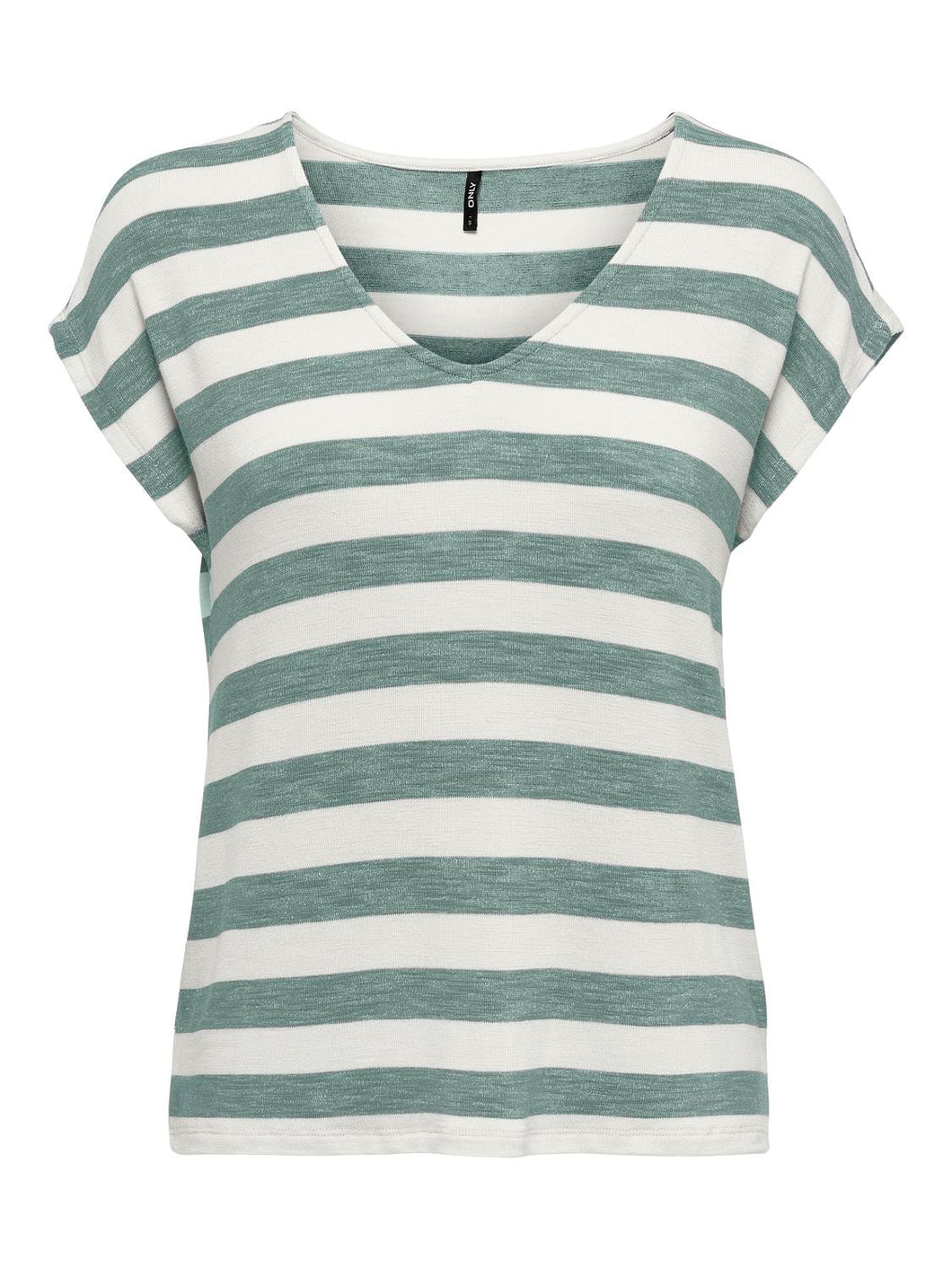 Only, ONLLIRA LIFE S/S V-NECK TOP JRS NOOS - Verde, Celeste