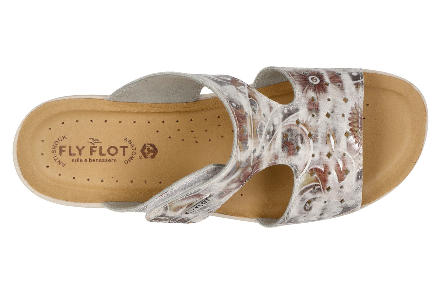 Fly Flot 55 D70 5B, Pantofole Donna Con Doppio Fasce e Strappo - Bianco Floreale