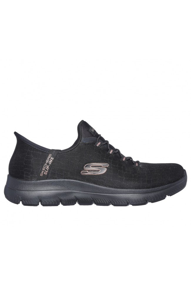 Skechers Summits-Classy Night, Scarpe Sportive Donna Slip-Ins - Taupe/ Nero e Oro