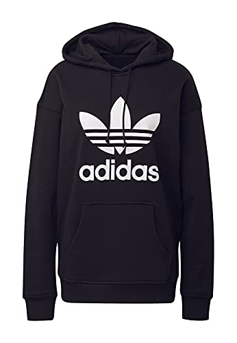 Felpa Adidas Adicolor Trefoil H, con Cappuccio Donna, Nero