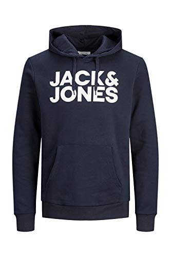 Felpa JACK &amp; JONES - Felpa da uomo con cappuccio e logo, Blu Navy Blazer Dettagli: Reg Fit 19