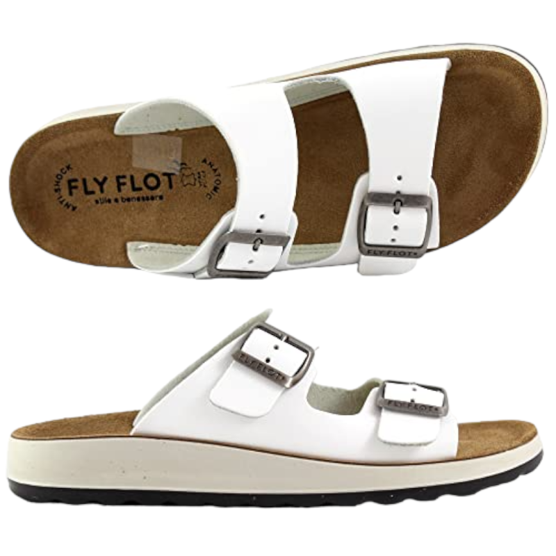 Ciabatte Fly Flot Donna doppia fascia Regolabile con Fibbia Sottopiede in Vera Pelle Anatomico Calzata super Confortevole