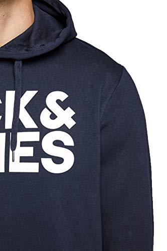 Felpa JACK &amp; JONES - Felpa da uomo con cappuccio e logo, Blu Navy Blazer Dettagli: Reg Fit 19